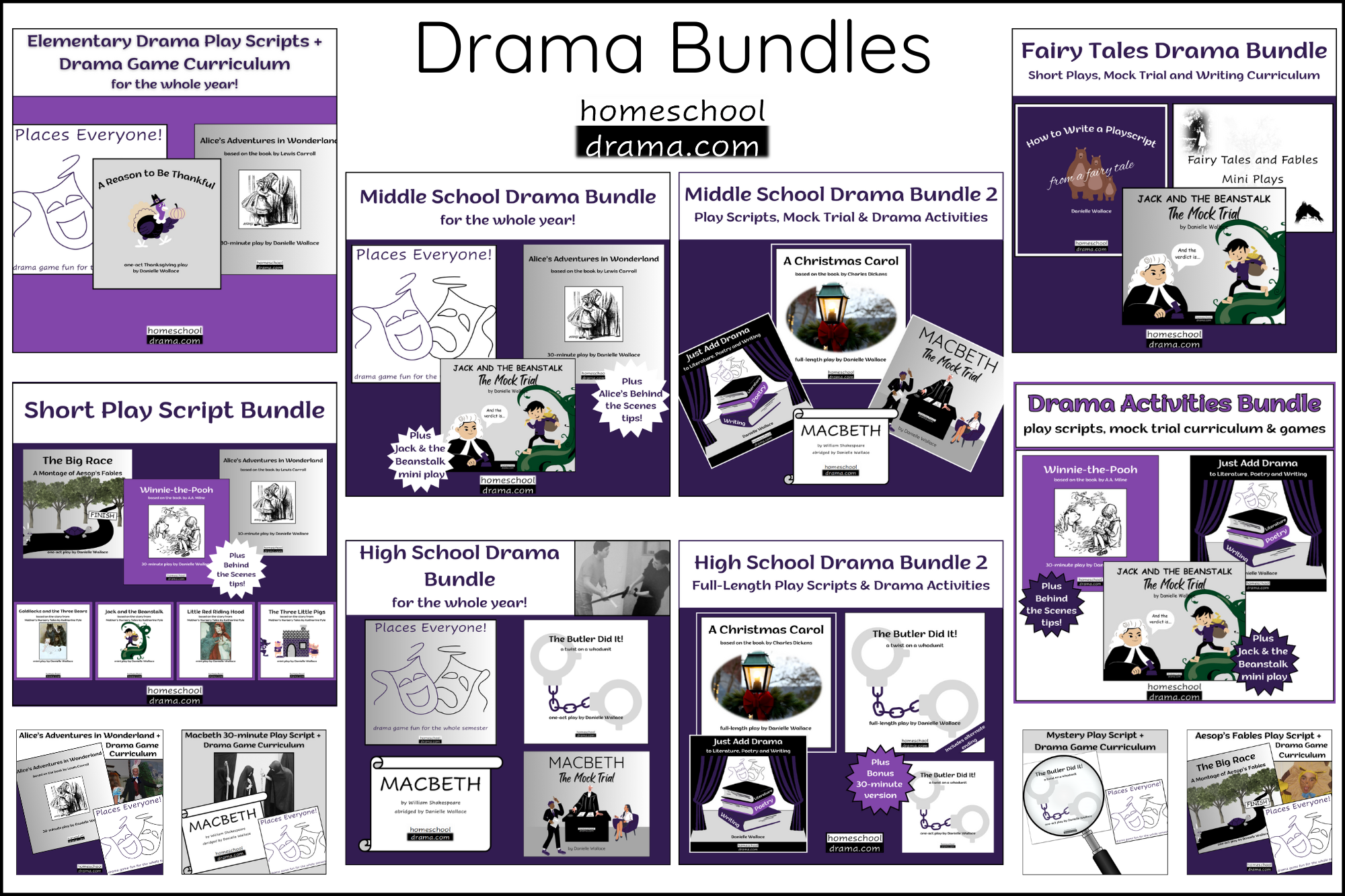 covers of drama bundles available at homeschooldrama.com