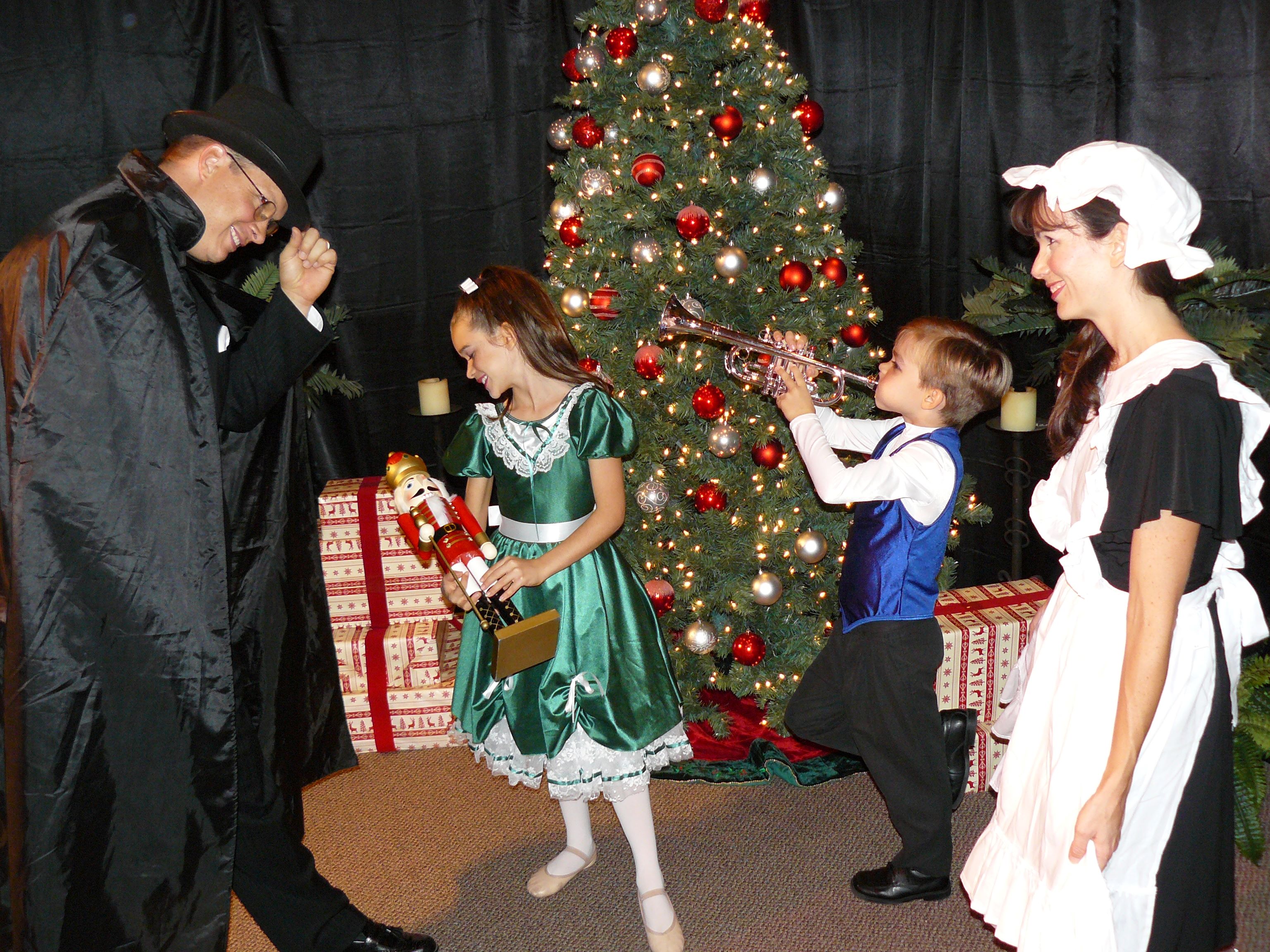 Our Nutcracker Story - Drosselmeyer, Clara, Fritz & the maid - homeschooldrama.com