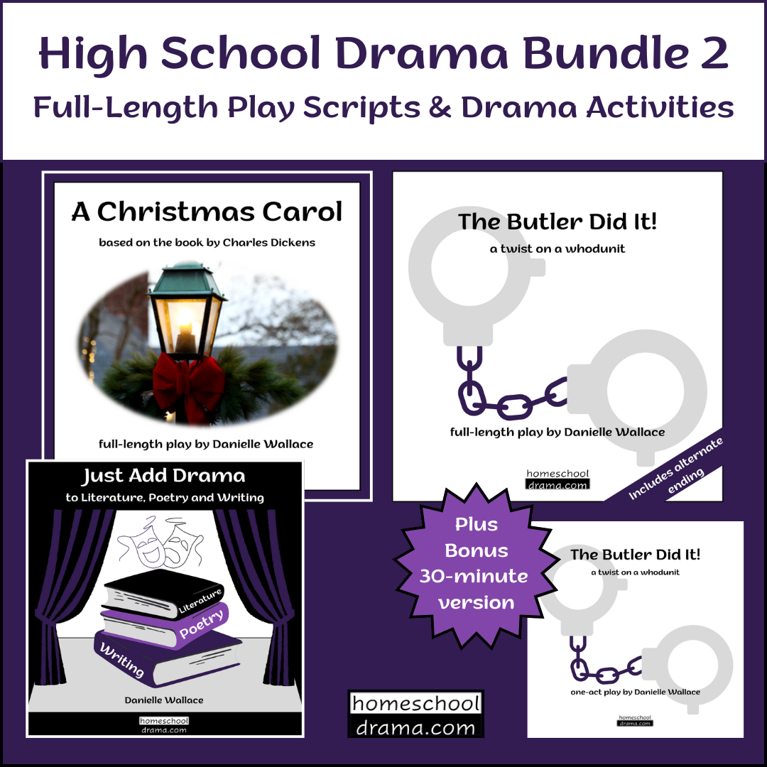 covers of drama curriculum and play scripts for the High School Drama Bundle 2 - homeschooldrama.com