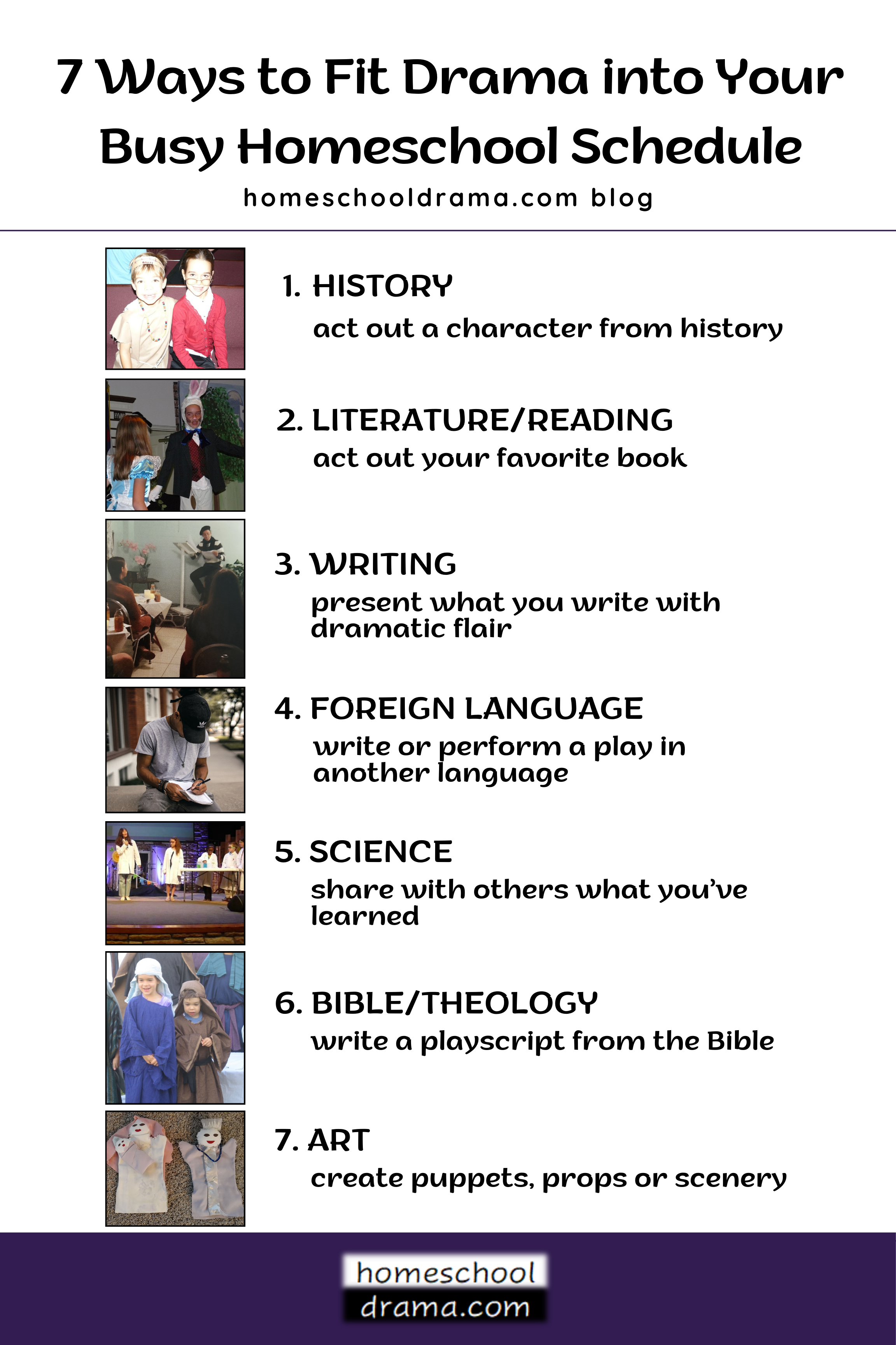7 Ways to Fit Drama into Your Busy Homeschool Schedule - homeschooldrama.com